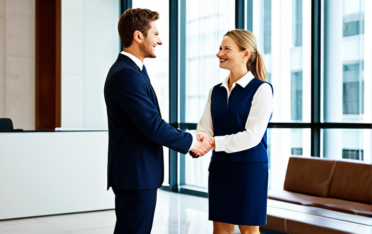 통역사로 일하며 배운 비즈니스 매너 - **Prompt:** A professional translator in a modern office setting, fully clothed in modest business a...