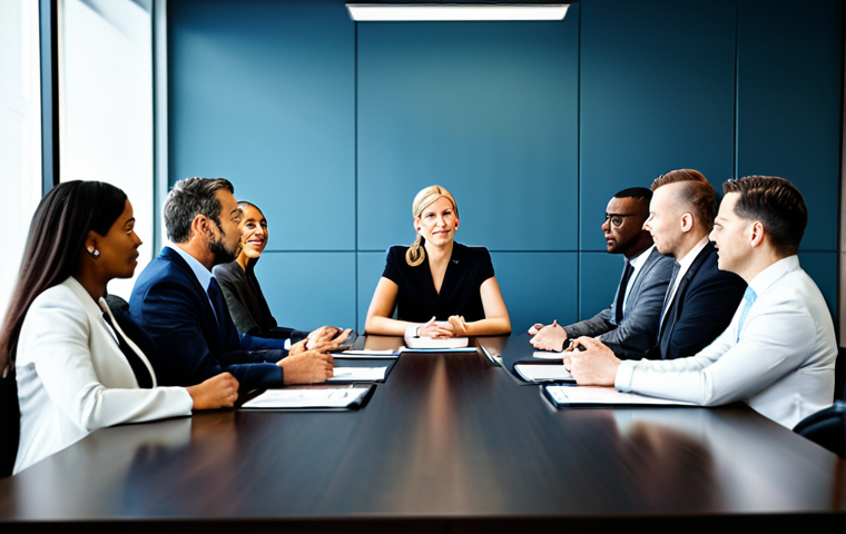 통역사로 일하며 배운 비즈니스 매너 - **Prompt:** A businesswoman confidently shaking hands with an international client in a bright, cont...
